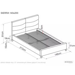 SIG - ŁÓŻKO SIERRA VELVET (140)