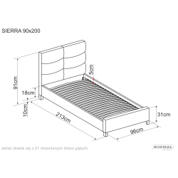SIG - ŁÓŻKO SIERRA VELVET (90)